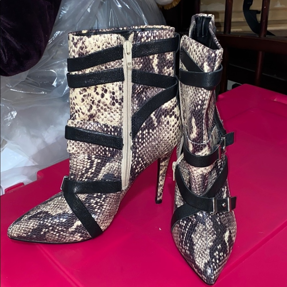 Guess snake skin high heeled ankle boots